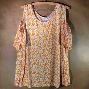 Emily Stacy 1X Orange & White Cold Shoulder